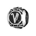 Charms Thabora grand mod&egrave;le pour homme en acier boule lettre "V" patin&eacute; noire
