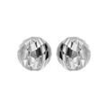 Boucles d'oreille en argent rhodi&eacute; boule diamant&eacute;e 8mm et fermoir poussette