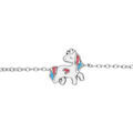 Bracelet en argent rhodi&eacute; cha&icirc;ne avec licorne color&eacute;e 17,5cm r&eacute;glable 13,5cm Artemare