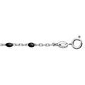 Bracelet en argent rhodi&eacute; cha&icirc;ne avec perles noires 15+3cm
