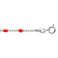 Bracelets sur Artemare : Bracelet en argent rhodi&eacute; cha&icirc;ne avec perles rouges 15+3cm