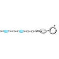Bracelets sur Artemare : Bracelet en argent rhodi&eacute; cha&icirc;ne avec perles turquoise de synth&egrave;se 15+3cm
