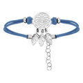 Bracelets sur Artemare : Bracelet en argent rhodi&eacute; cordon bleu ciel et attrape r&ecirc;ve 16+3cm