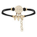 Bracelets sur Artemare : Bracelet en argent et dorure jaune cordon noir et attrape r&ecirc;ve 16+3cm
