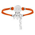 Bracelets sur Artemare : Bracelet argent rhodi&eacute; cordon orange attrape reve 16+3cm