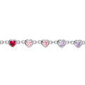 Bracelets sur Artemare : Bracelet en argent rhodi&eacute; cha&icirc;ne avec coeurs multi couleurs 16+3cm