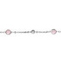 Bracelet en argent rhodi&eacute; cha&icirc;ne avec pierres rose serties 16+3cm