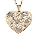Collier en acier et PVD jaune cha&icirc;ne avec Pendentif c?ur ajour&eacute; 42+4cm