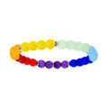 Bracelet en argent rhodi&eacute; extensible avec boules en pierre jad&eacute;ite couleur chakra 6mm Artemare