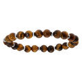 Bracelet extensible en argent rhodi&eacute; avec perles en Oeil de tigre