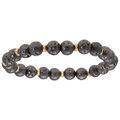 Bracelets sur Artemare : Bracelet extensible en argent rhodi&eacute; et et dorure jaune avec pierres de lave galvanis&eacute;es