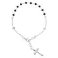 Bracelet en argent rhodi&eacute; chapelet et pierres facett&eacute;ss noires 16,5+2,5cm Artemare