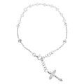 Bracelet en argent rhodi&eacute; chapelet et pierres facett&eacute;es blanches 16,5+2,5cm Artemare