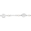 Bracelet en argent rhodi&eacute; cha&icirc;ne avec motif arbre de vie et perles blanches en verre de Swarovski 15+3cm