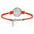 Bracelet en argent rhodi&eacute; cordon double orange interchangeable avec pastille arbre de vie 16+3cm Artemare