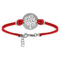 Bracelet en argent rhodi&eacute; cordon double rouge interchangeable avec pastille arbre de vie 16+3cm Artemare