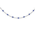 Collier en argent rhodi&eacute; avec perles bleues fonc&eacute; 40+5cm