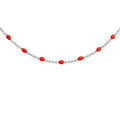 Collier en argent rhodi&eacute; avec perles rouges 40+5cm Artemare