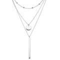 Collier en argent rhodi&eacute; avec triple cha&icirc;ne Pendentifs tube et m&eacute;daille 42+3cm Artemare