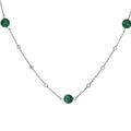 Collier en argent rhodi&eacute; avec perles de Malachites v&eacute;ritable 42+3cm