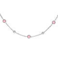 Collier en argent rhodi&eacute; avec boules en oxyde rose 42+3cm