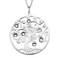 Collier en argent rhodi&eacute; avec Pendentif arbre de vie ajour&eacute; et oxydes blancs 42+3cm