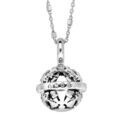 Collier en argent rhodi&eacute; avec bola de grossesse motifs ajour&eacute;s Anges "tu es mon Ange" 14mm longueur 90+10cm Artemare