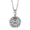 Collier en argent rhodi&eacute; avec bola de grossesse motifs c?urs ajour&eacute;s 13mm longueur 90+10cm