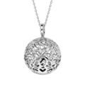 Collier en argent rhodi&eacute; avec bola de grossesse motifs c?urs ajour&eacute;s 13mm longueur 90+20cm Artemare