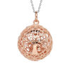 Collier en argent et dorure rose bola de grossesse boule ajour&eacute;es arbre de vie 20mm longueur 90+20cm