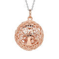 Colliers sur Artemare : Collier en argent et dorure rose bola de grossesse boule ajour&eacute;es arbre de vie 20mm longueur 90+20cm