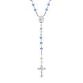 Colliers sur Artemare : Collier en argent rhodi&eacute; chapelet avec perles en verre facette bleu 50+5cm