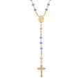 Colliers sur Artemare : Collier en argent et dorure jaune chapelet avec perles en verre facette bleu 50+5cm