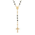 Collier en argent et dorure jaune chapelet avec perles en verre facette noires 50+5cm