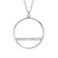 Colliers sur Artemare : Collier en argent rhodi&eacute; avec Pendentif cercle et barrette oxydes blancs sertis 40+5cm