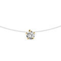 Collier en argent et dorure jaune fil nylon avec solitaire oxyde blanc 5mm 37cm Artemare