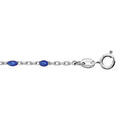 Cha&icirc;ne de cheville en argent rhodi&eacute; avec perles couleur bleu fonc&eacute; 23+3cm