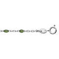 Cha&icirc;ne de cheville en argent rhodi&eacute; perles couleur verte 23+3cm