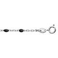 Cha&icirc;ne de cheville en argent rhodi&eacute; perles couleur noire 23+3cm