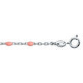 Cha&icirc;ne de cheville en argent rhodi&eacute; perles couleur rose 23+3cm Artemare