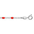 Cha&icirc;ne de cheville en argent rhodi&eacute; perles couleur rouge 23+3cm Artemare