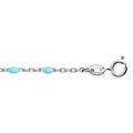 Chaine sur Artemare : Cha&icirc;ne de cheville en argent rhodi&eacute; perles couleur turquoise 23+3cm