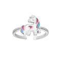 Bague en argent rhodi&eacute; avec licorne color&eacute;e r&eacute;glable Artemare