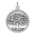 Pendentif en argent rhodi&eacute; m&eacute;daille de 20mm avec arbre de vie et oxydes blancs Artemare