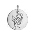 Pendentif en argent rhodi&eacute; m&eacute;daille ronde avec Ange Artemare