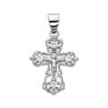Pendentif en argent rhodi&eacute; Croix ajour&eacute;e avec J&eacute;sus Christ petit mod&egrave;le et oxydes blancs sertis