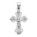Pendentif en argent rhodi&eacute; Croix ajour&eacute;e oxydes blancs sertis Artemare