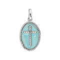 Pendentifs sur Artemare : Pendentif en argent rhodi&eacute; m&eacute;daille ovale avec Croix sur fond bleu ciel