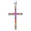 Pendentif en argent rhodi&eacute; Croix empierree multi-couleur Artemare