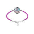 Bracelet Stella Mia en acier cordon fuschia pastille ronde multi-couleur et nacre 15,5+3,5cm